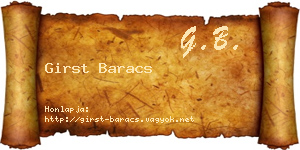 Girst Baracs névjegykártya